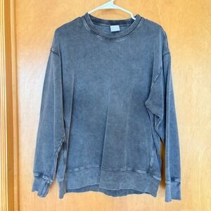 Tna Cozy Fleece Boyfriend Sweatshirt Women Small Charcoal Grey Crew Neck 90868